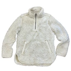 Cozy Sherpa Beige Fleece 1/4 Zip Pullover Sweater Size Small
